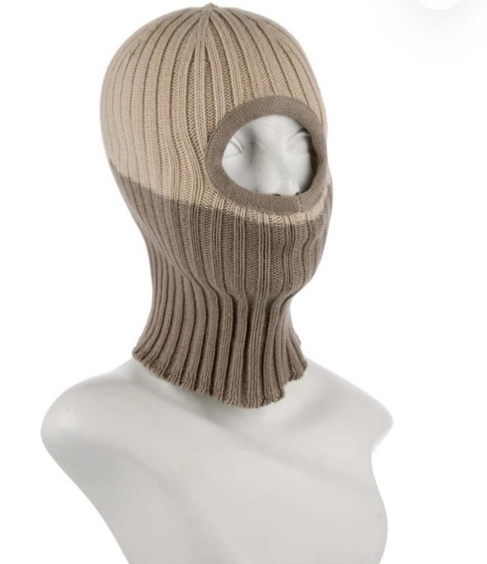 Jacquemus Beige Two Tone Balaclava Le Bonnet Cable Knit Cap Hat 100% Cotton - Picture 2 of 12